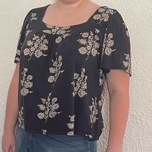 navy flowy boho square neck blouse from Lucky Brand